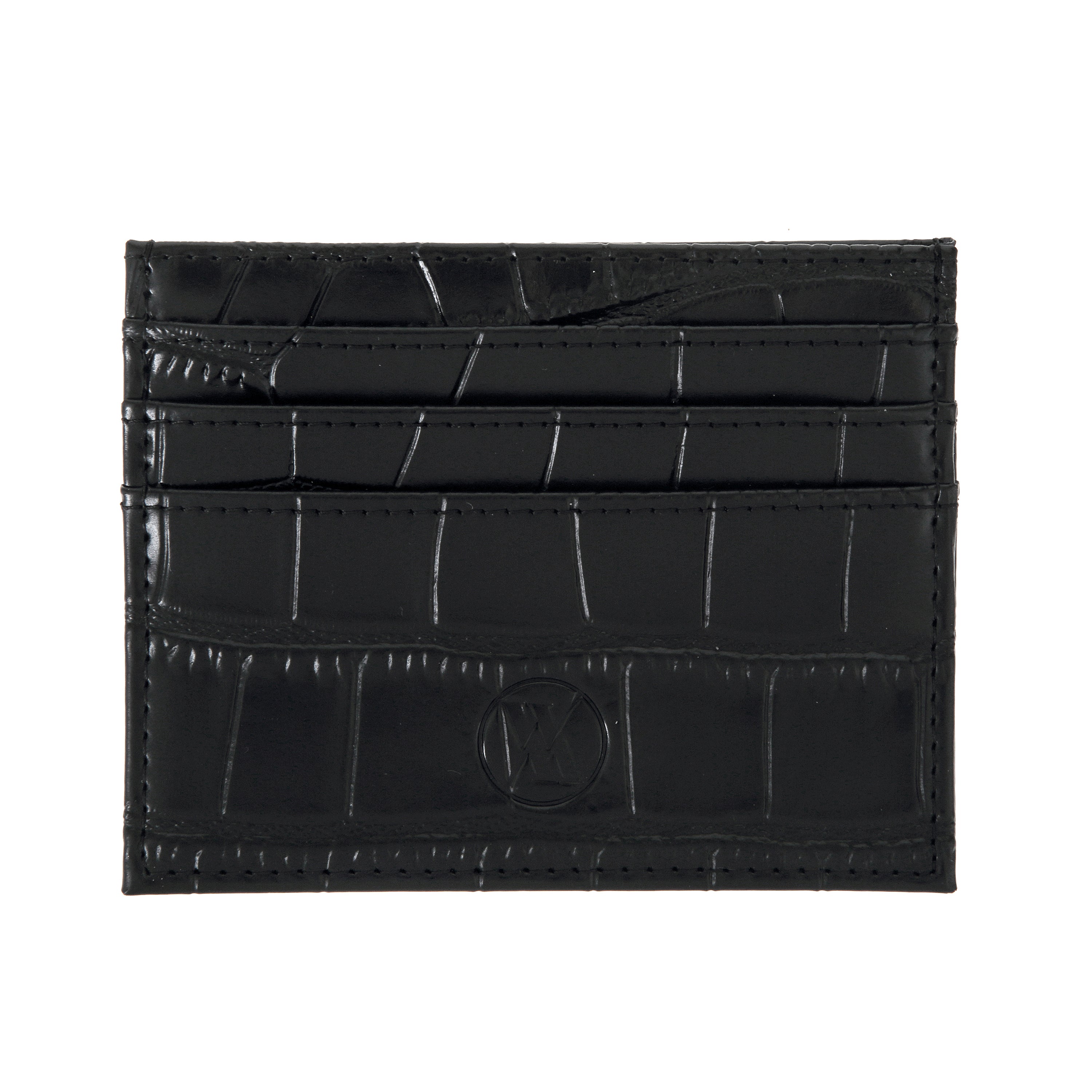 Black Croc Leather Card Holder