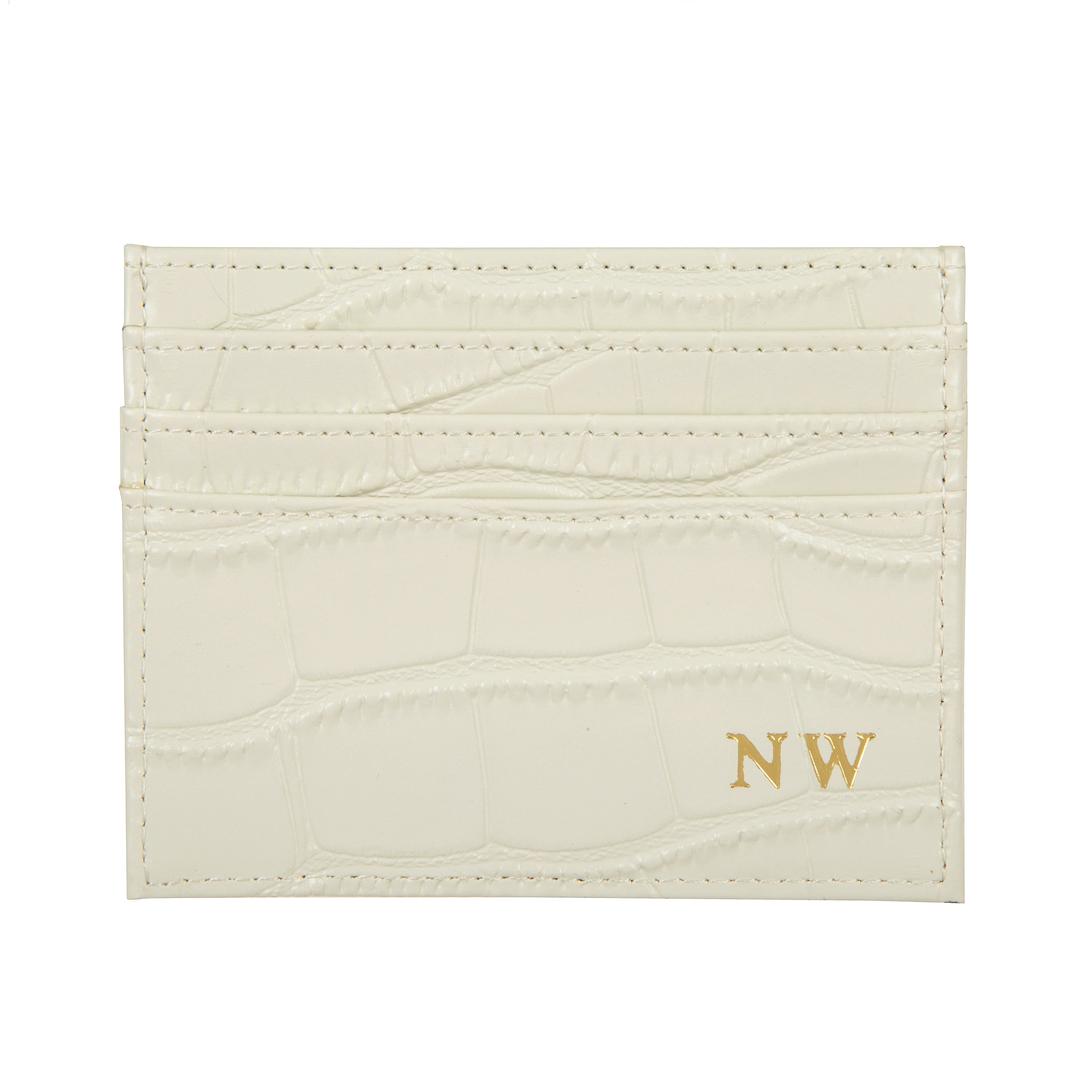 Cream Croc Leather Card Holder