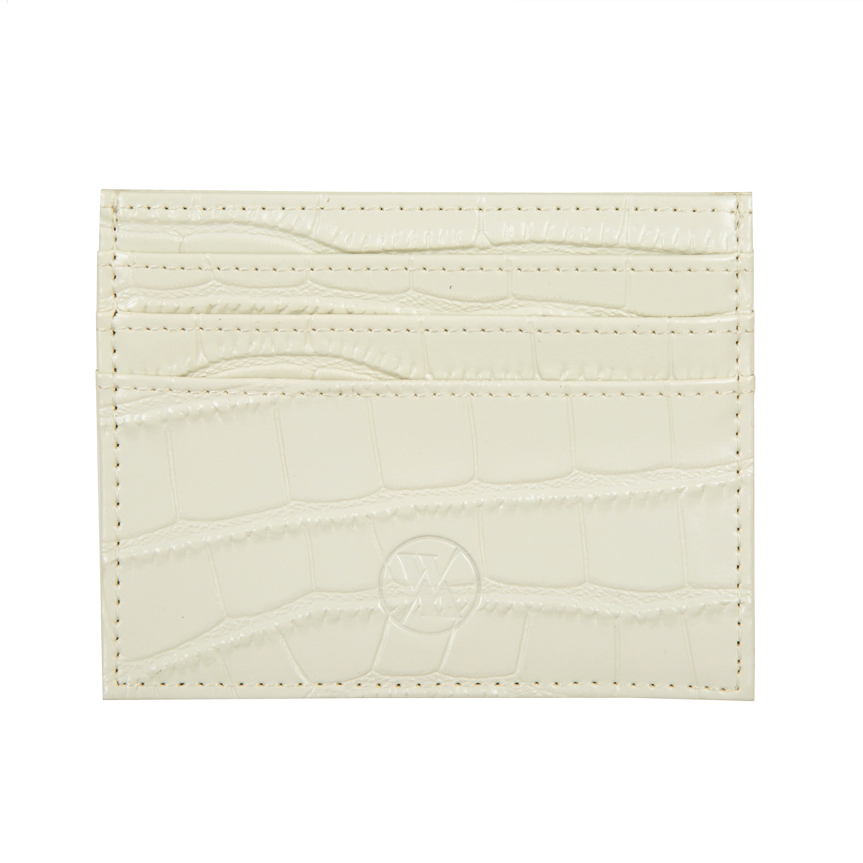 Cream Croc Leather Card Holder