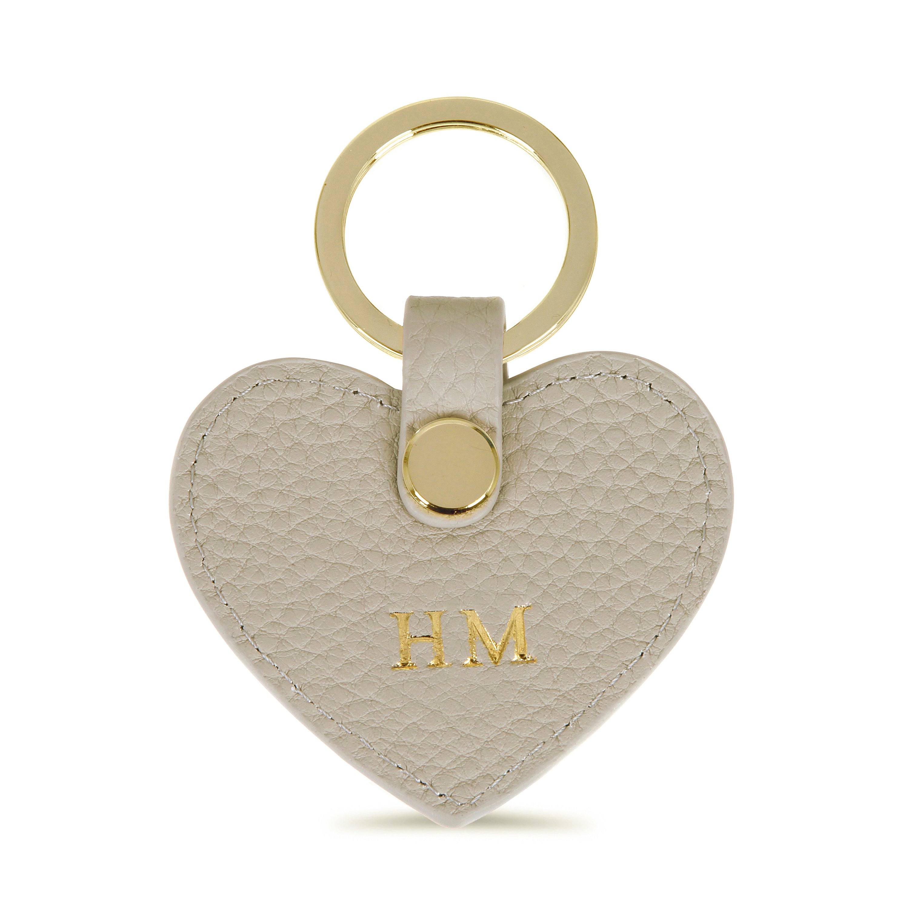 Dove Grey Pebble Italian Leather Heart Key Ring