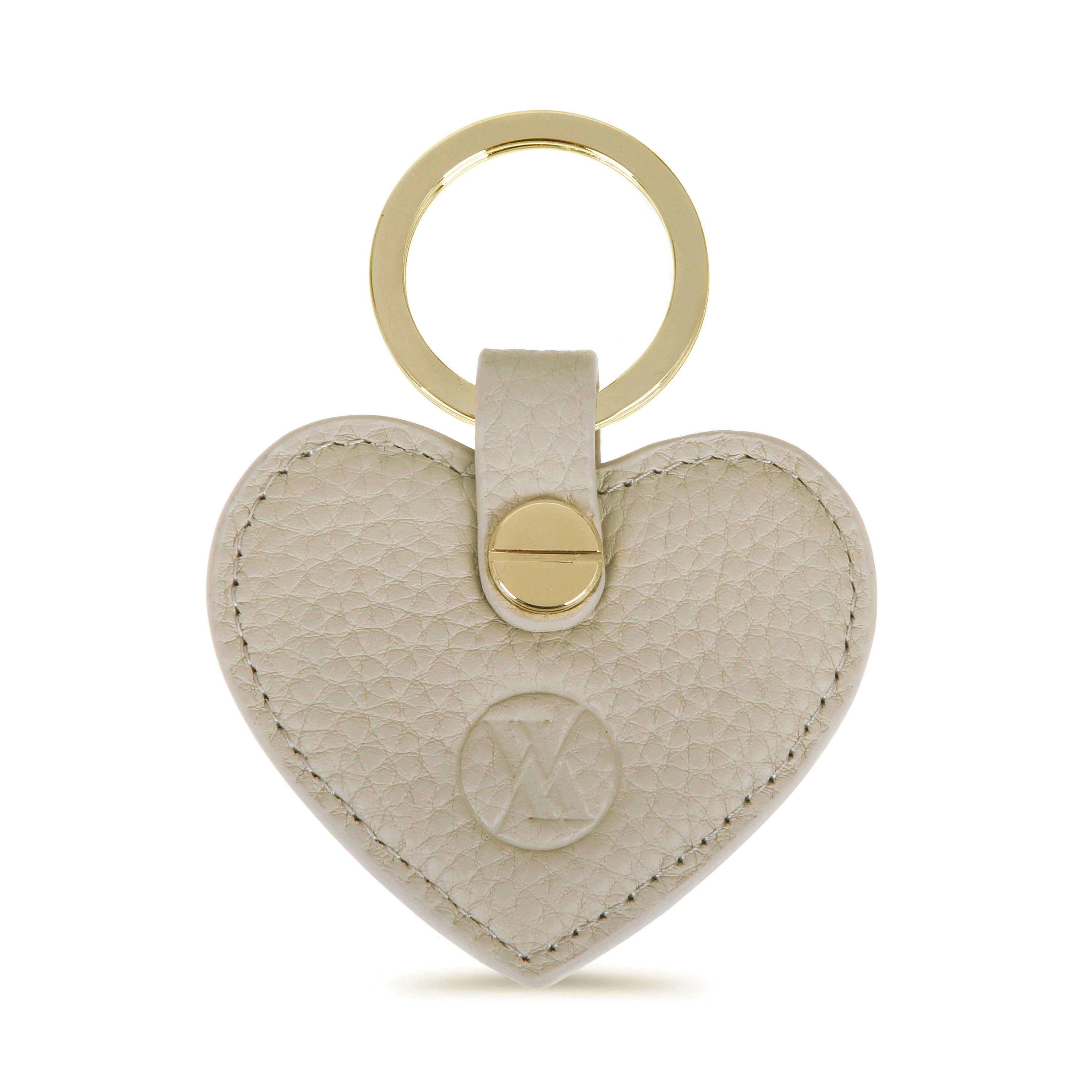 Dove Grey Pebble Italian Leather Heart Key Ring