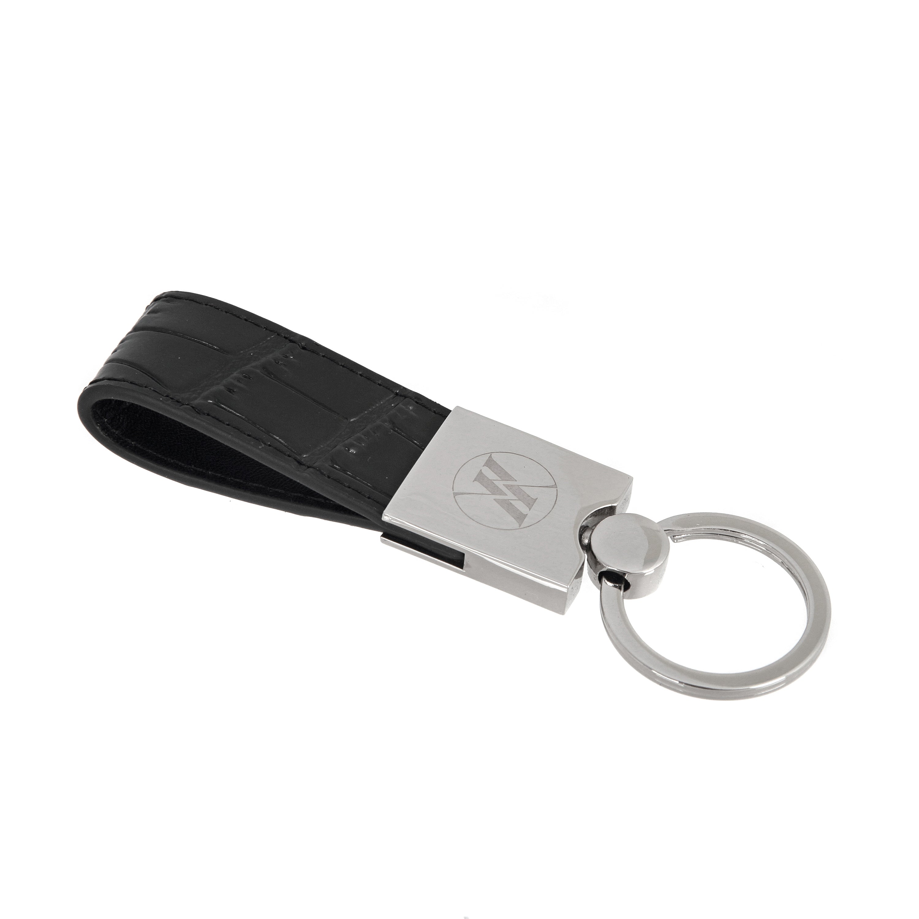 Black Croc Leather Key Chain