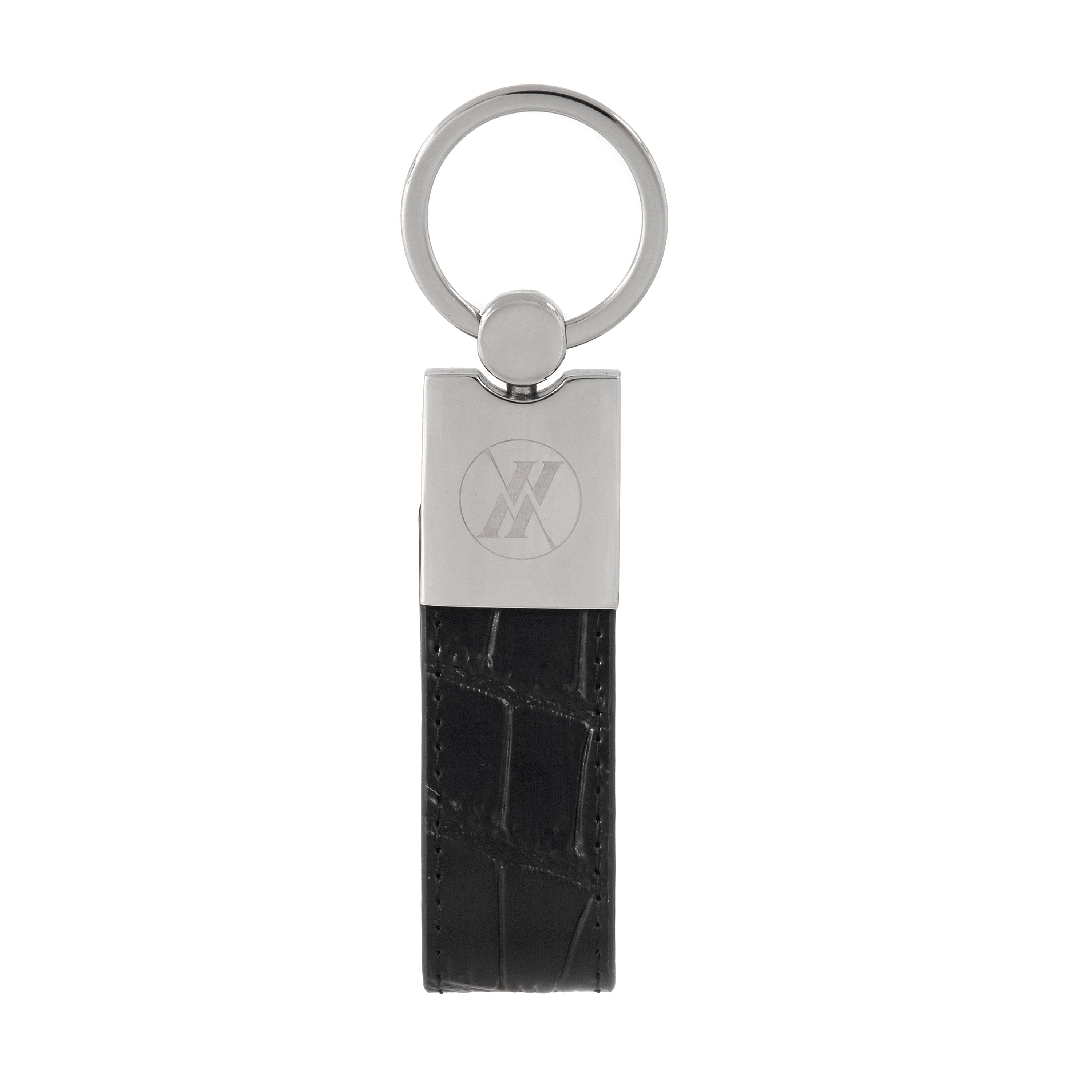 Black Croc Leather Key Chain