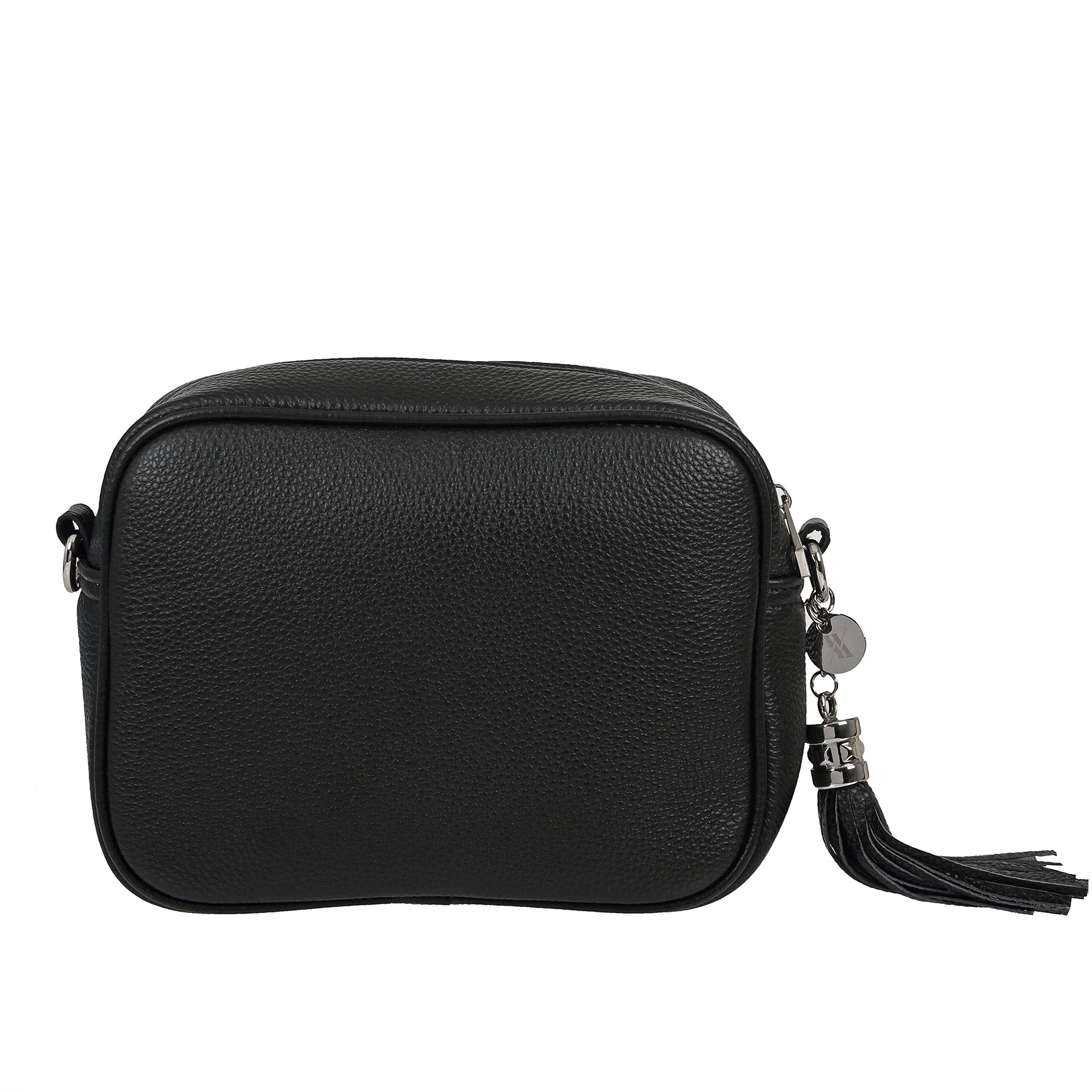 Black Pebble Italian Leather Crossbody Bag