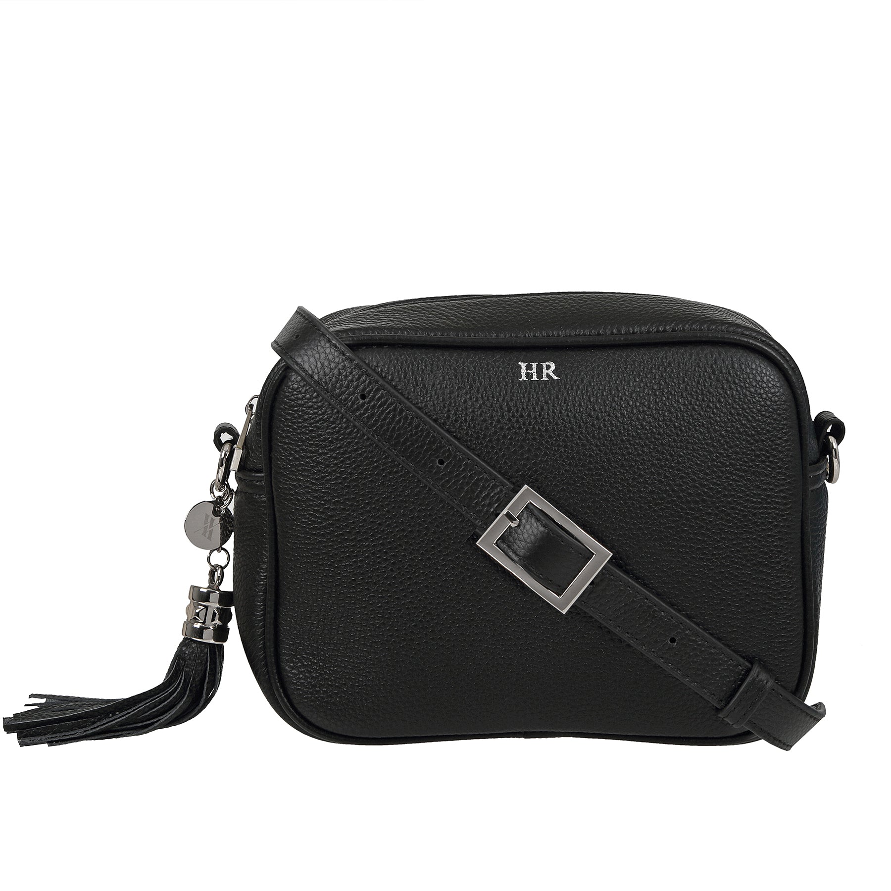 Black Pebble Italian Leather Crossbody Bag