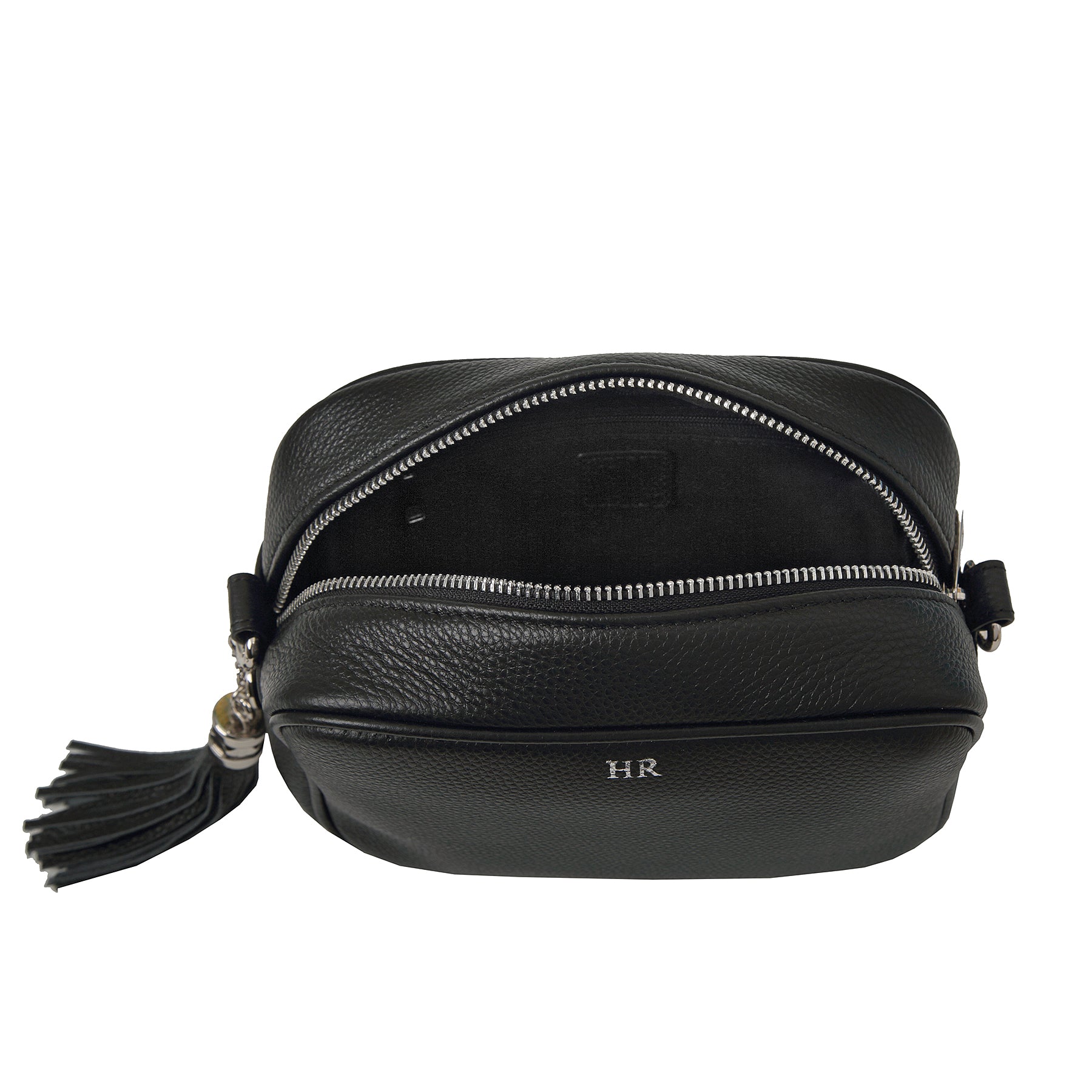 Black Pebble Italian Leather Crossbody Bag