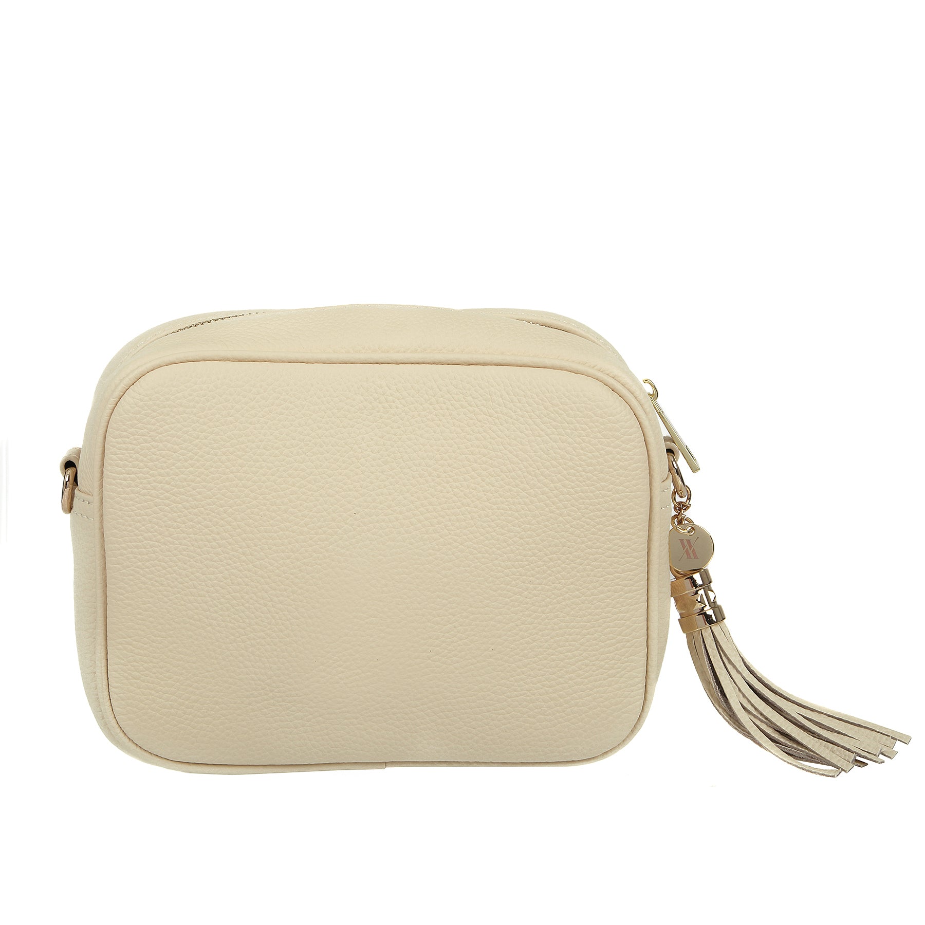 Cream Pebble Italian Leather Crossbody Bag