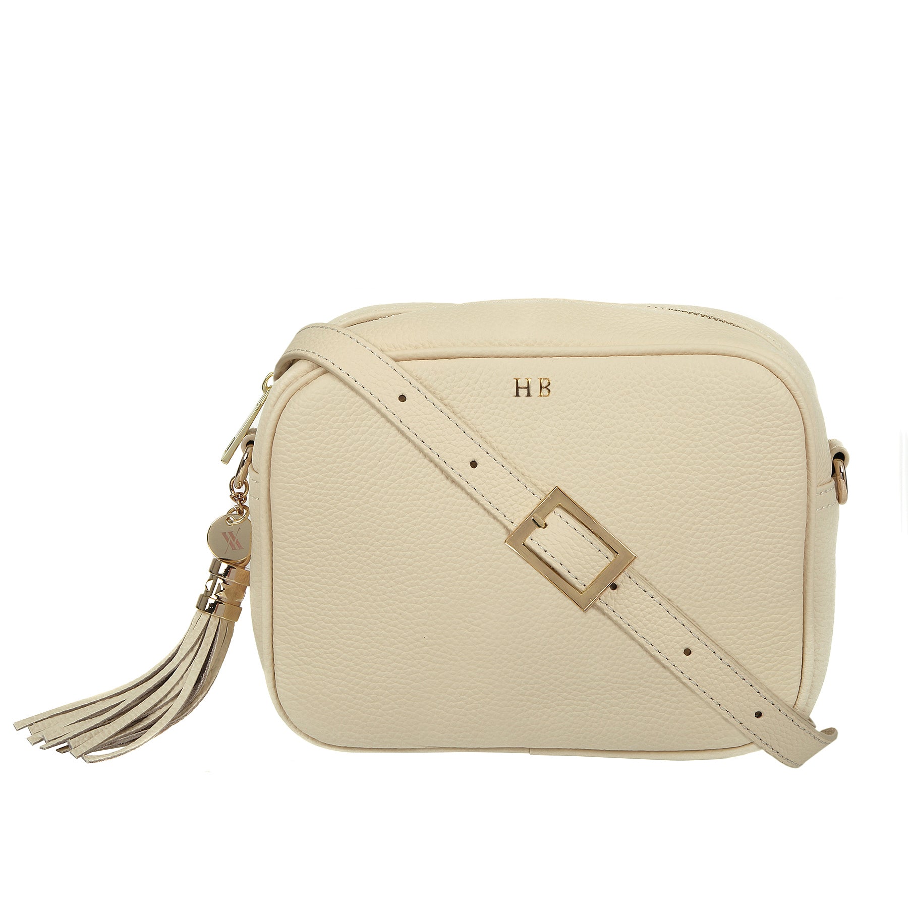 Cream Pebble Italian Leather Crossbody Bag