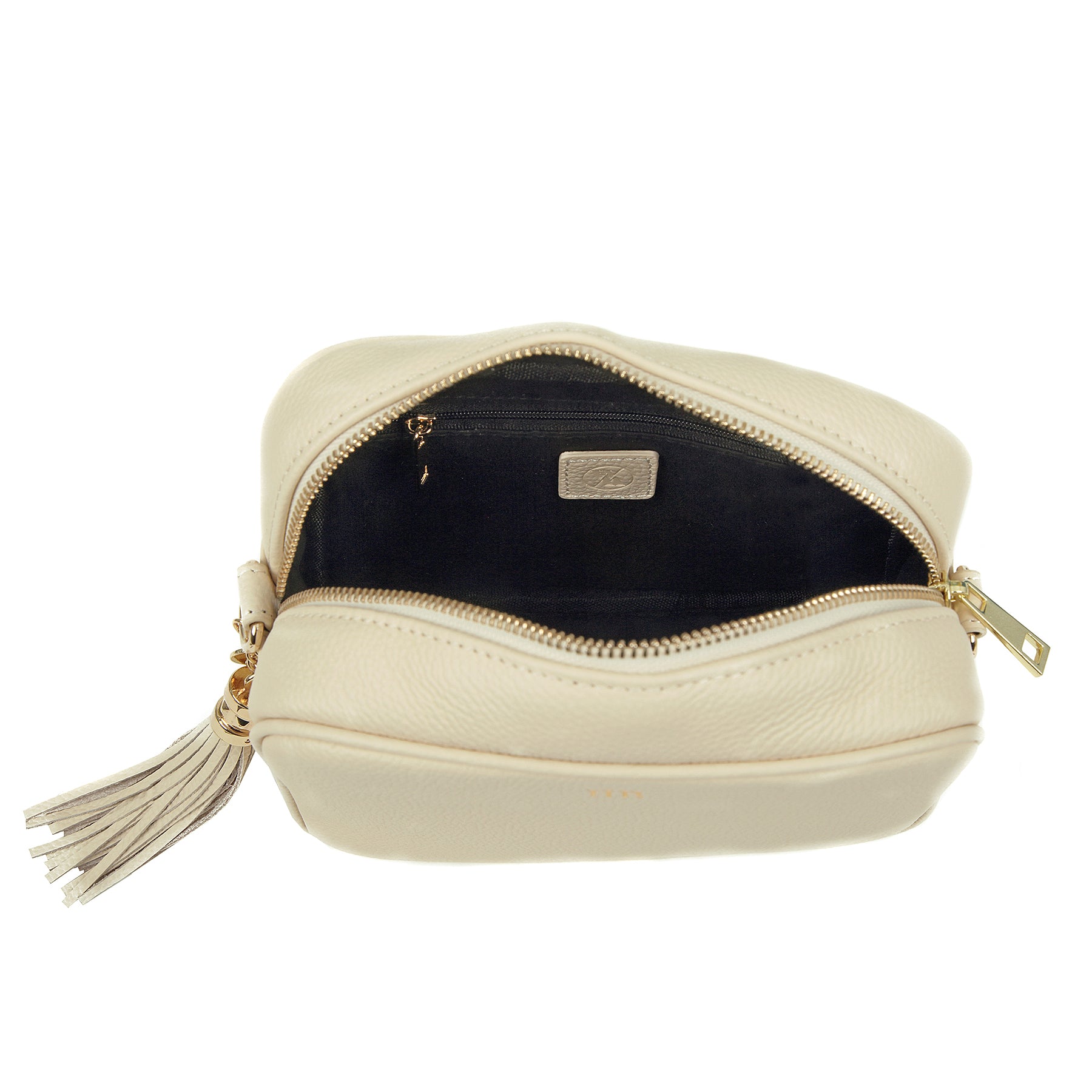 Cream Pebble Italian Leather Crossbody Bag