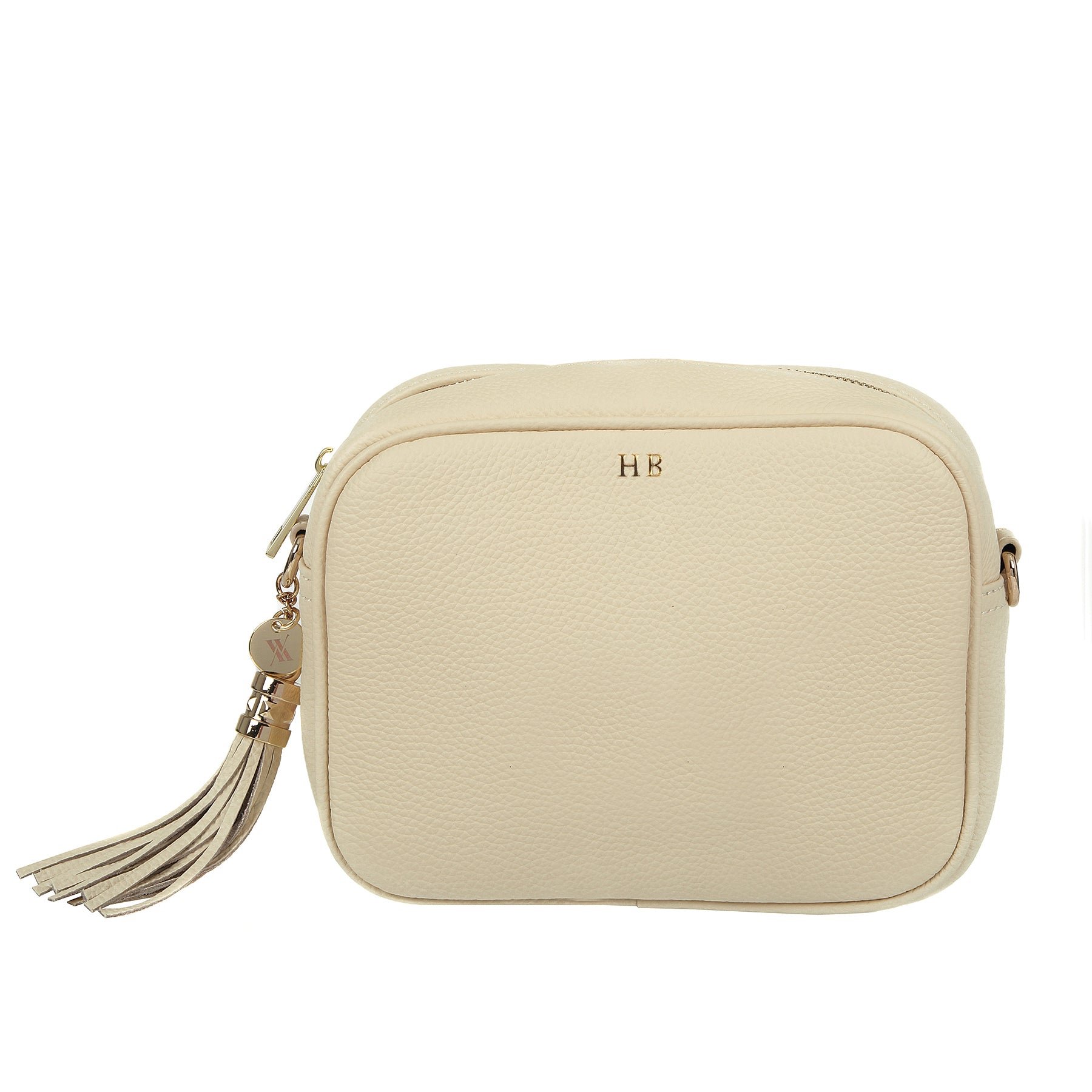 Cream Pebble Italian Leather Crossbody Bag