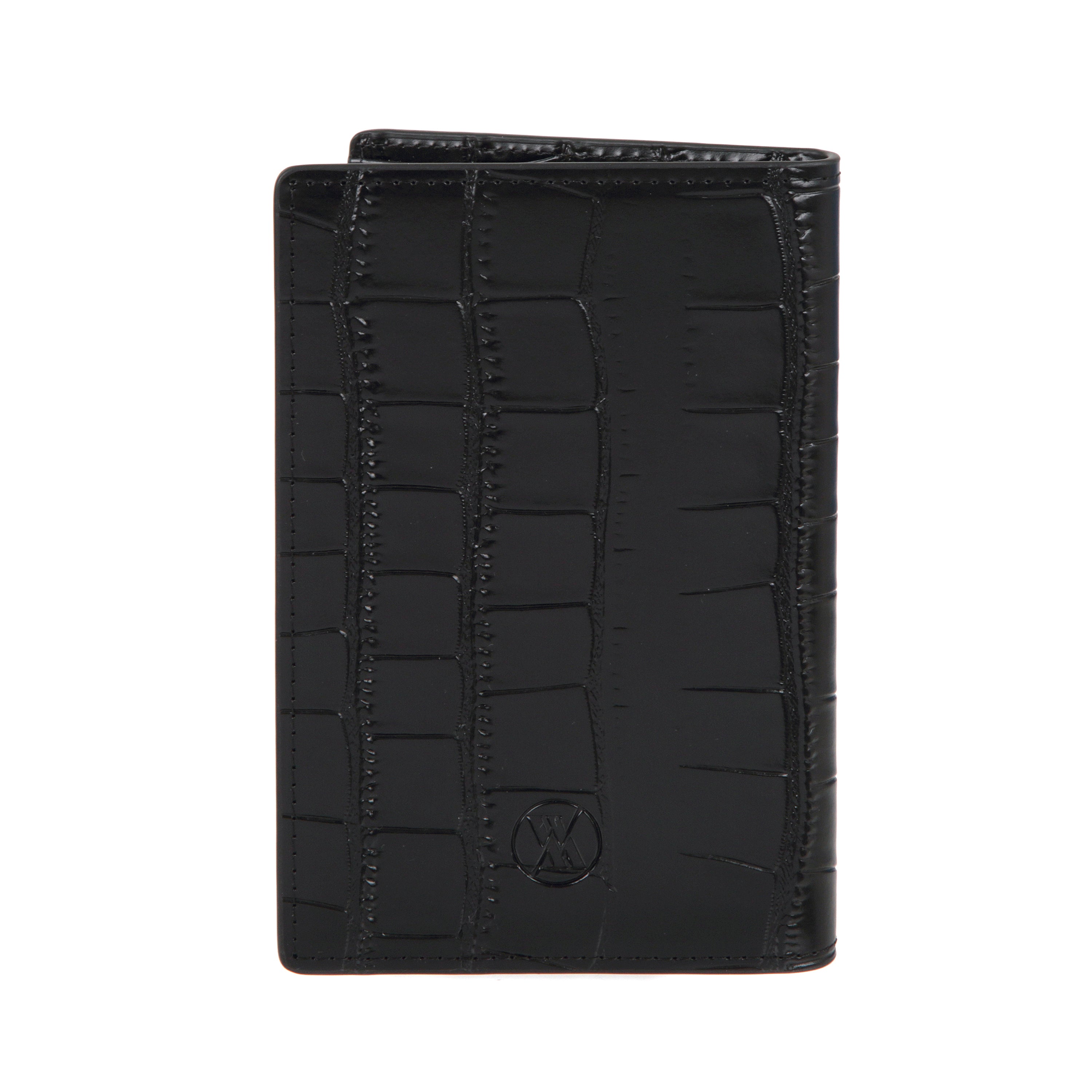 Black Croc Leather Passport Cover