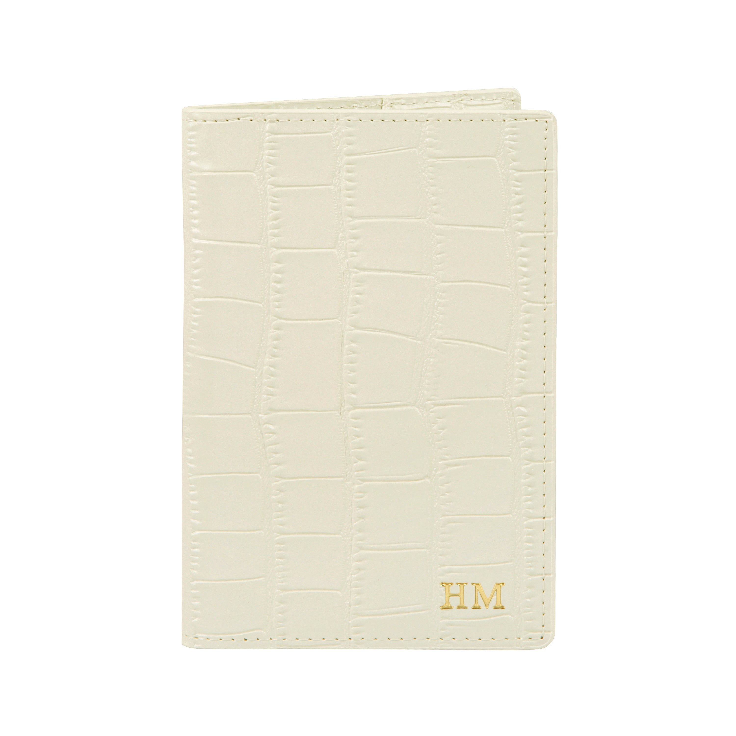 Cream Croc Leather Passport Cover