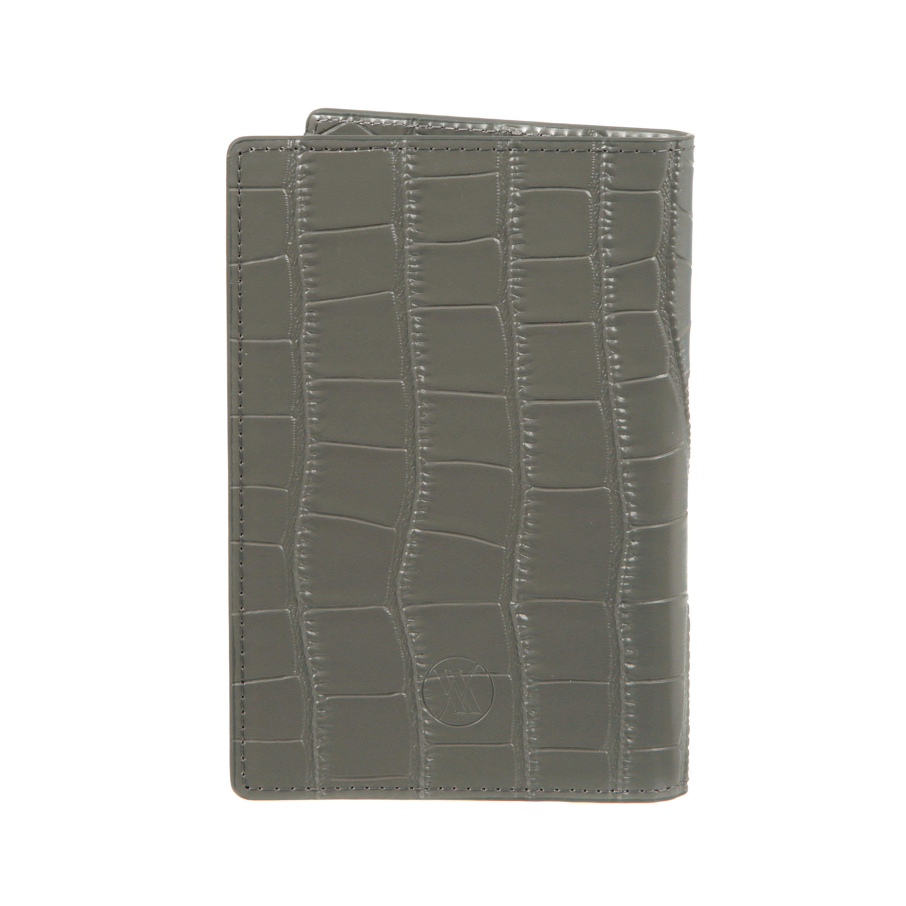 Grey Croc Leather Passport Cover