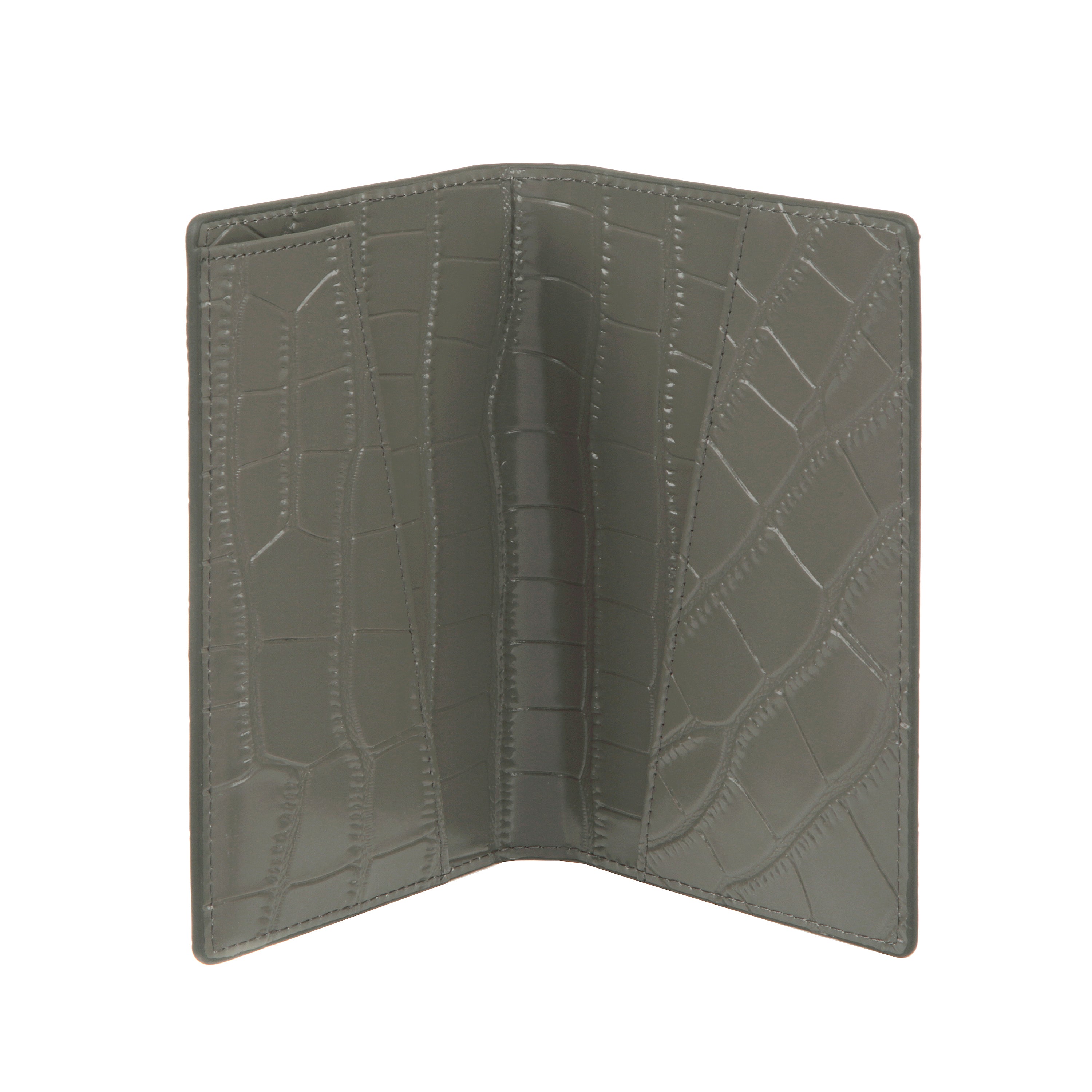 Grey Croc Leather Passport Cover