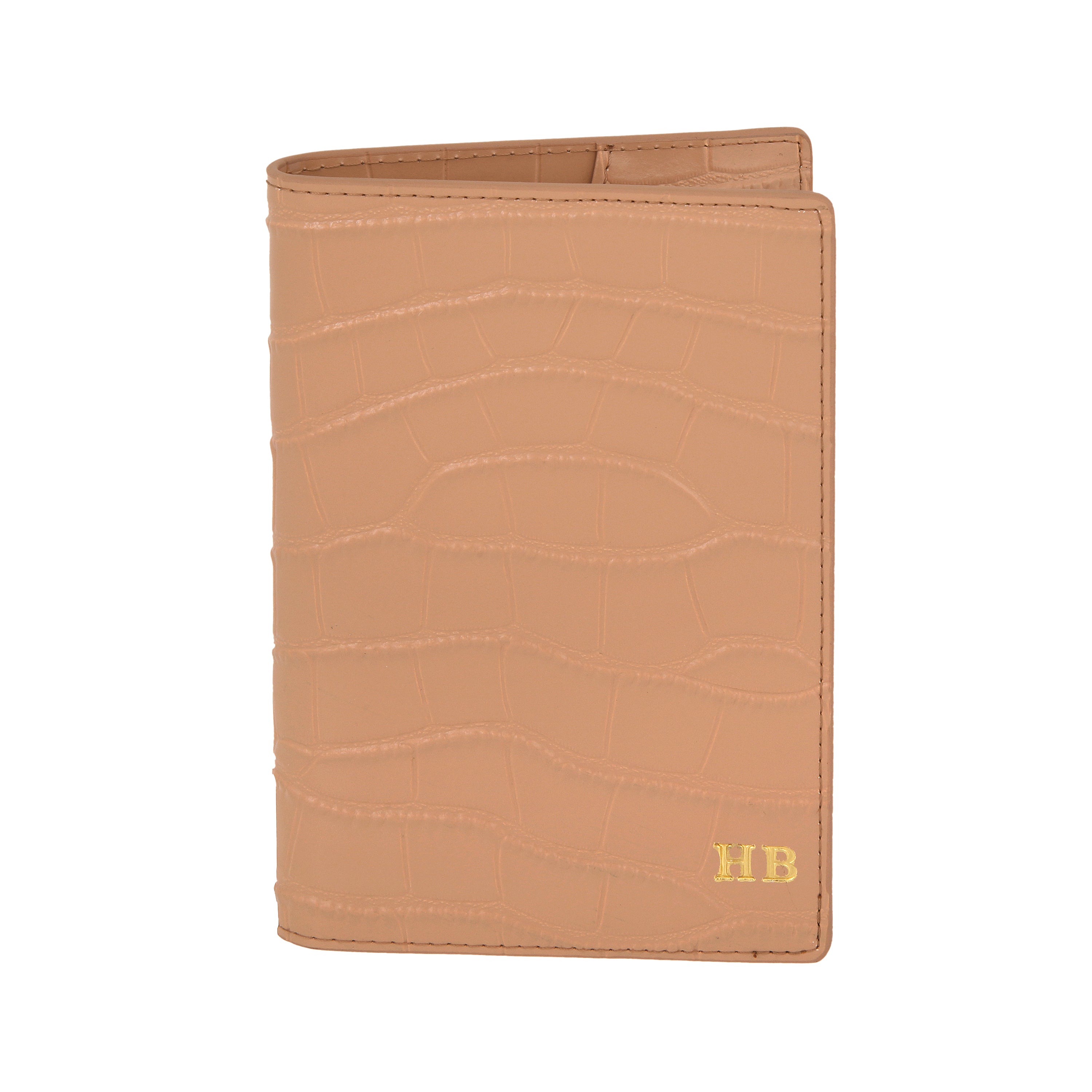 Nude Croc Leather Passport Cover