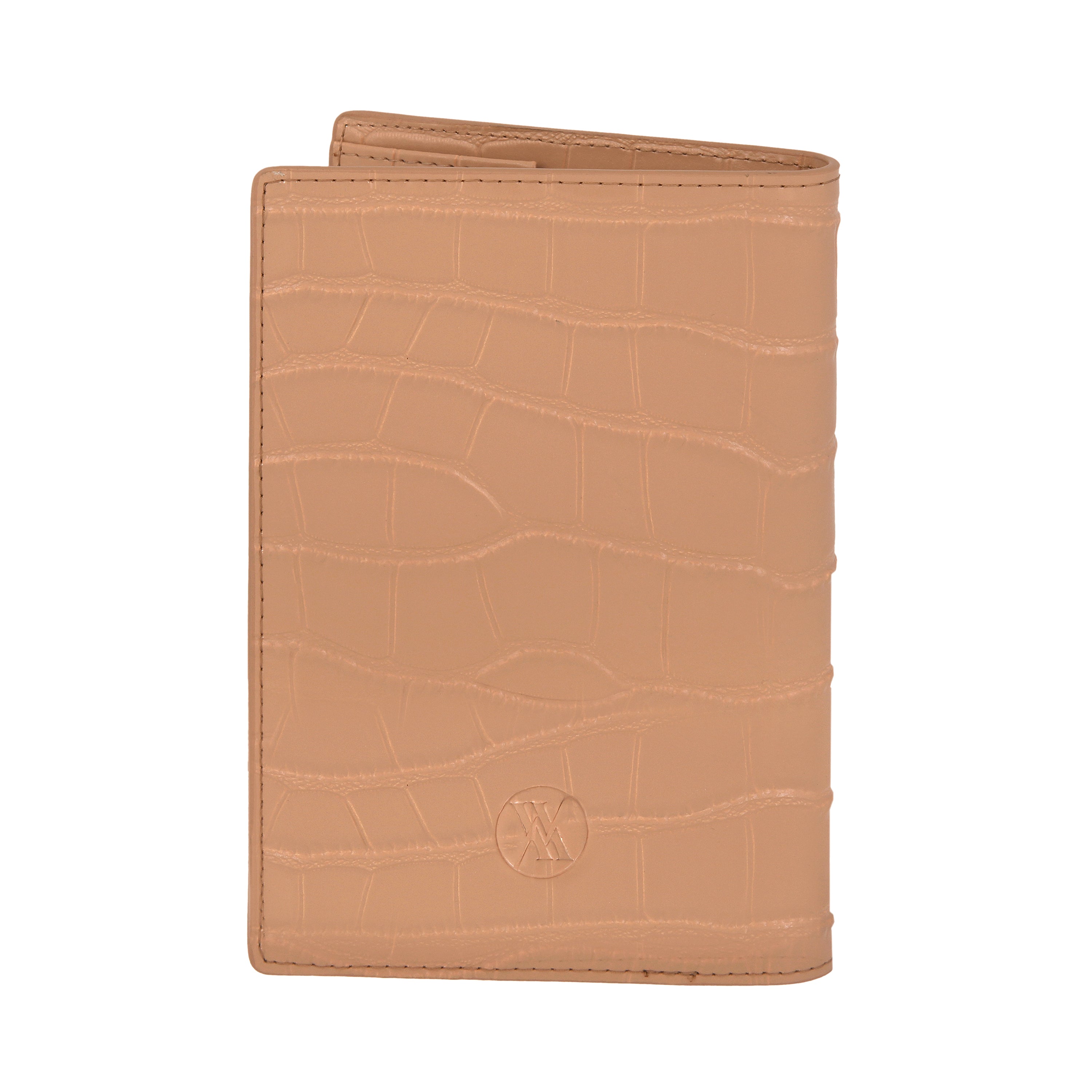 Nude Croc Leather Passport Cover