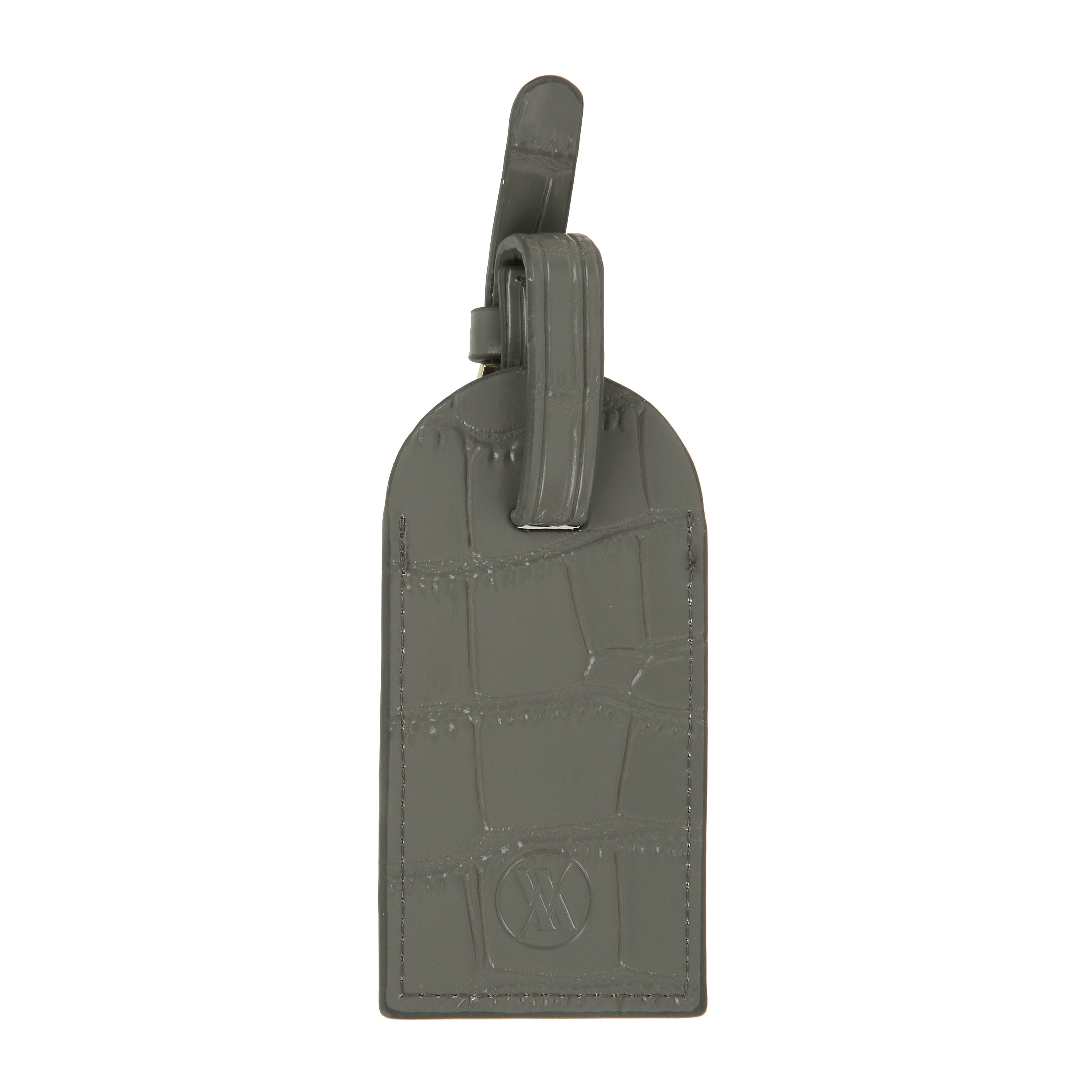 Grey Croc Leather Luggage Tag