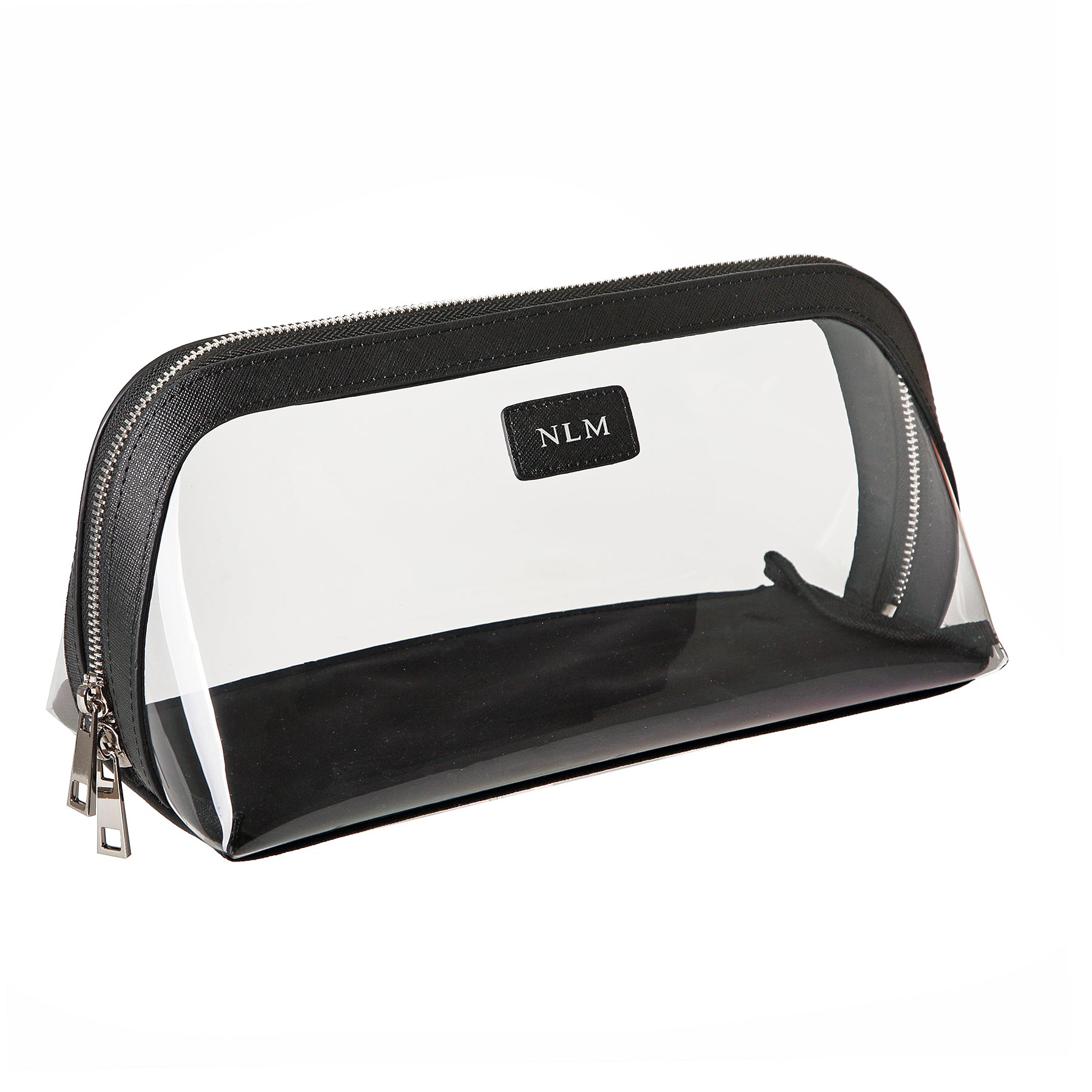 Black Saffiano Leather Perspex Cosmetic Bag