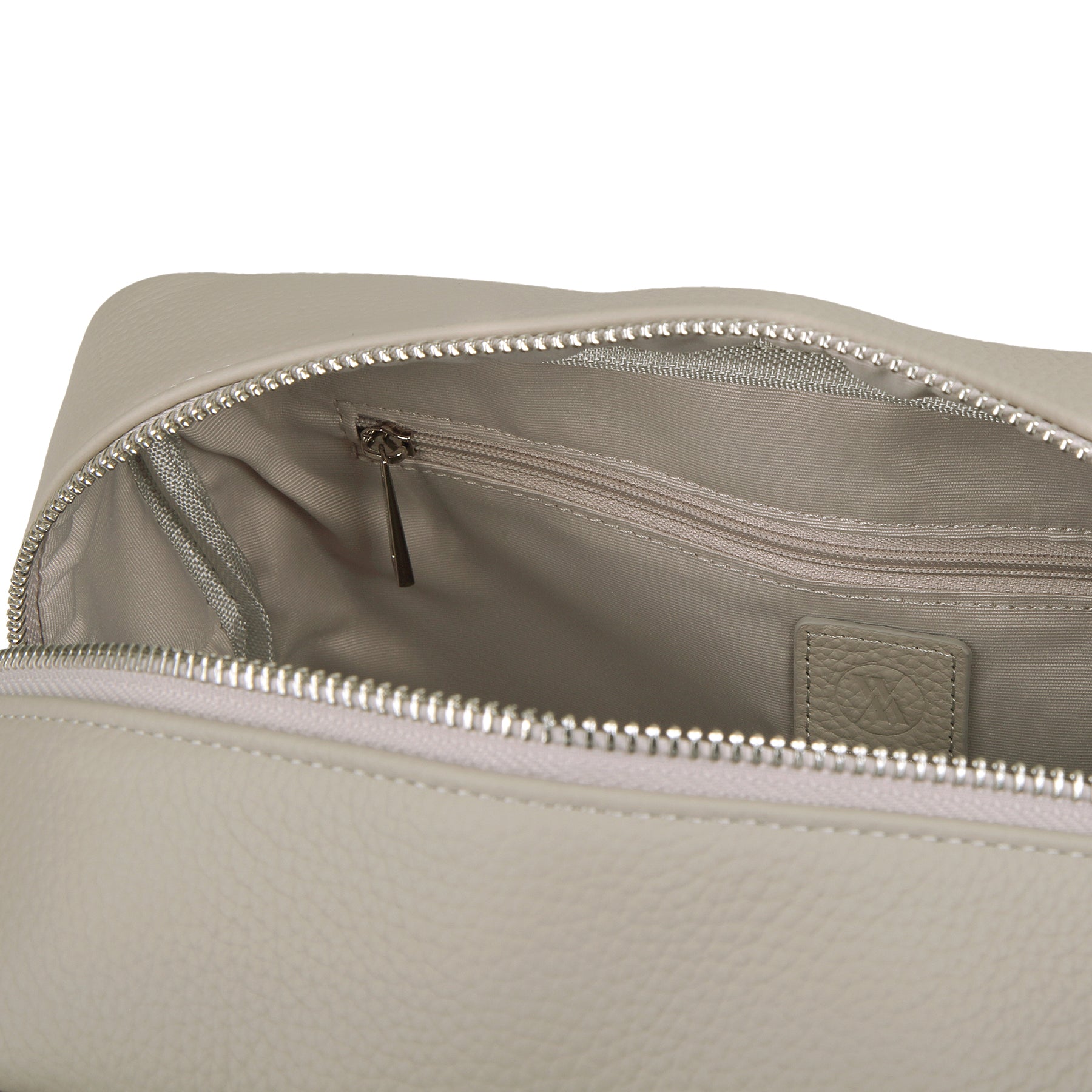 Grey Pebble Large Italian Leather Wash Bag