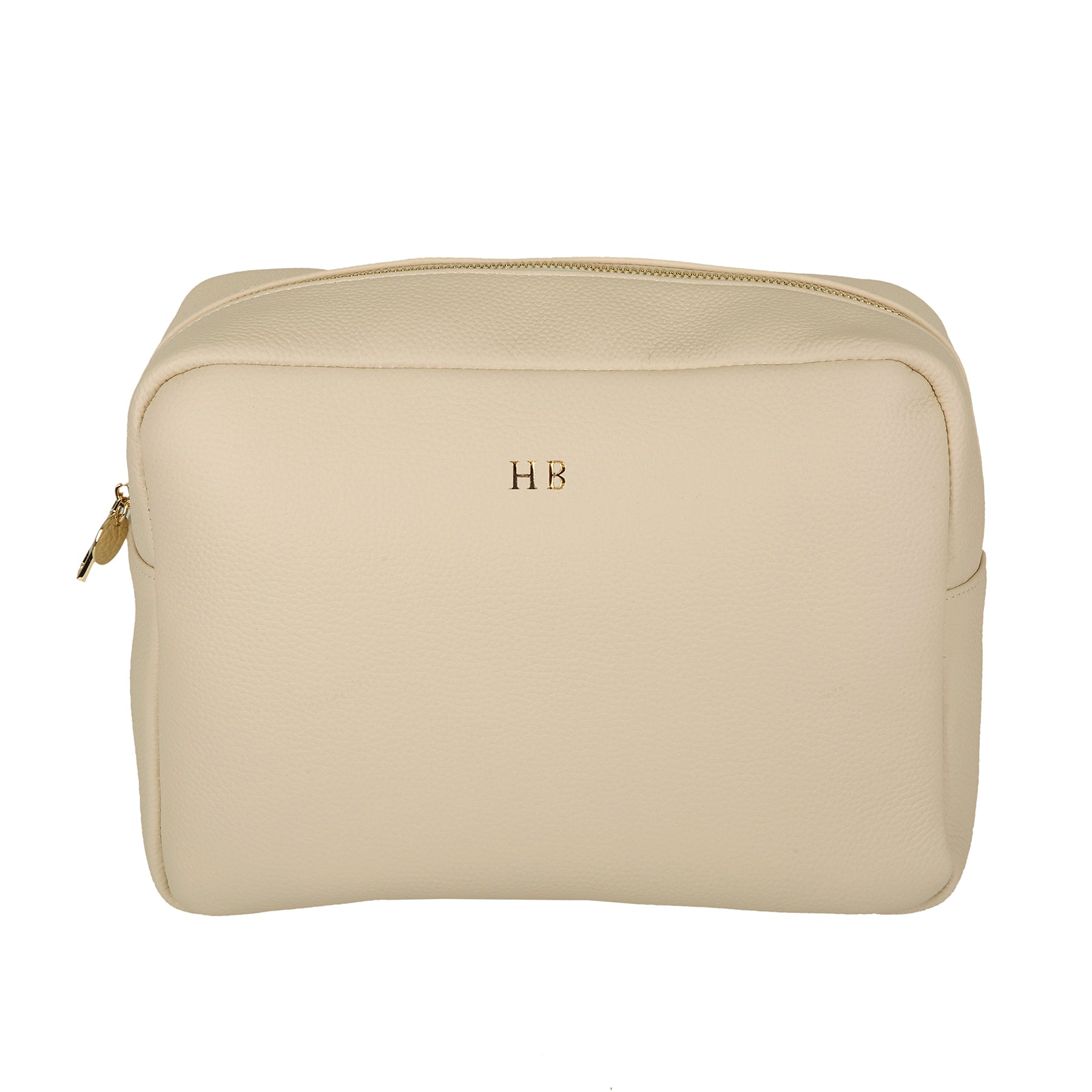 Cream Pebble Large Italian Leather Wash Bag