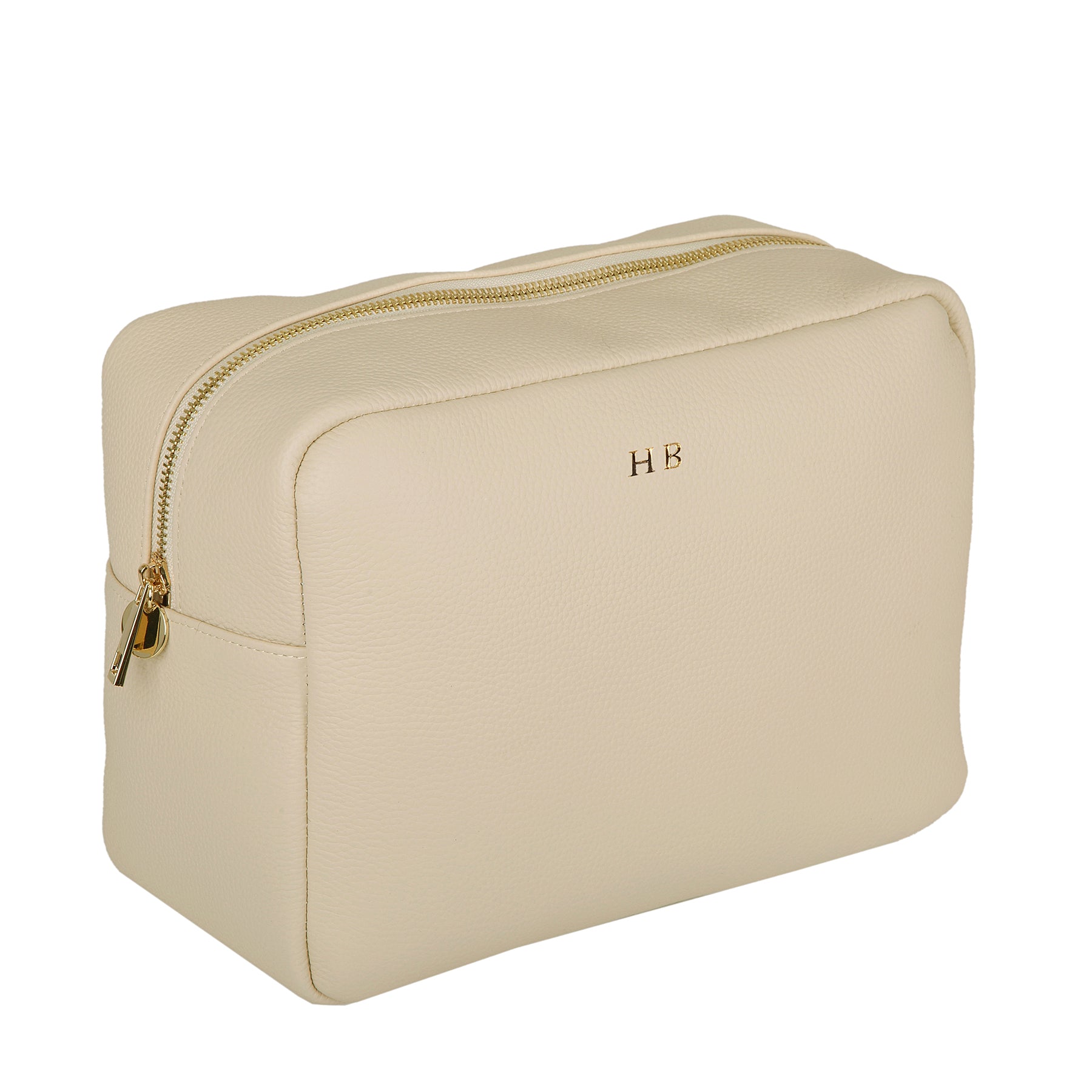 Cream Pebble Large Italian Leather Wash Bag