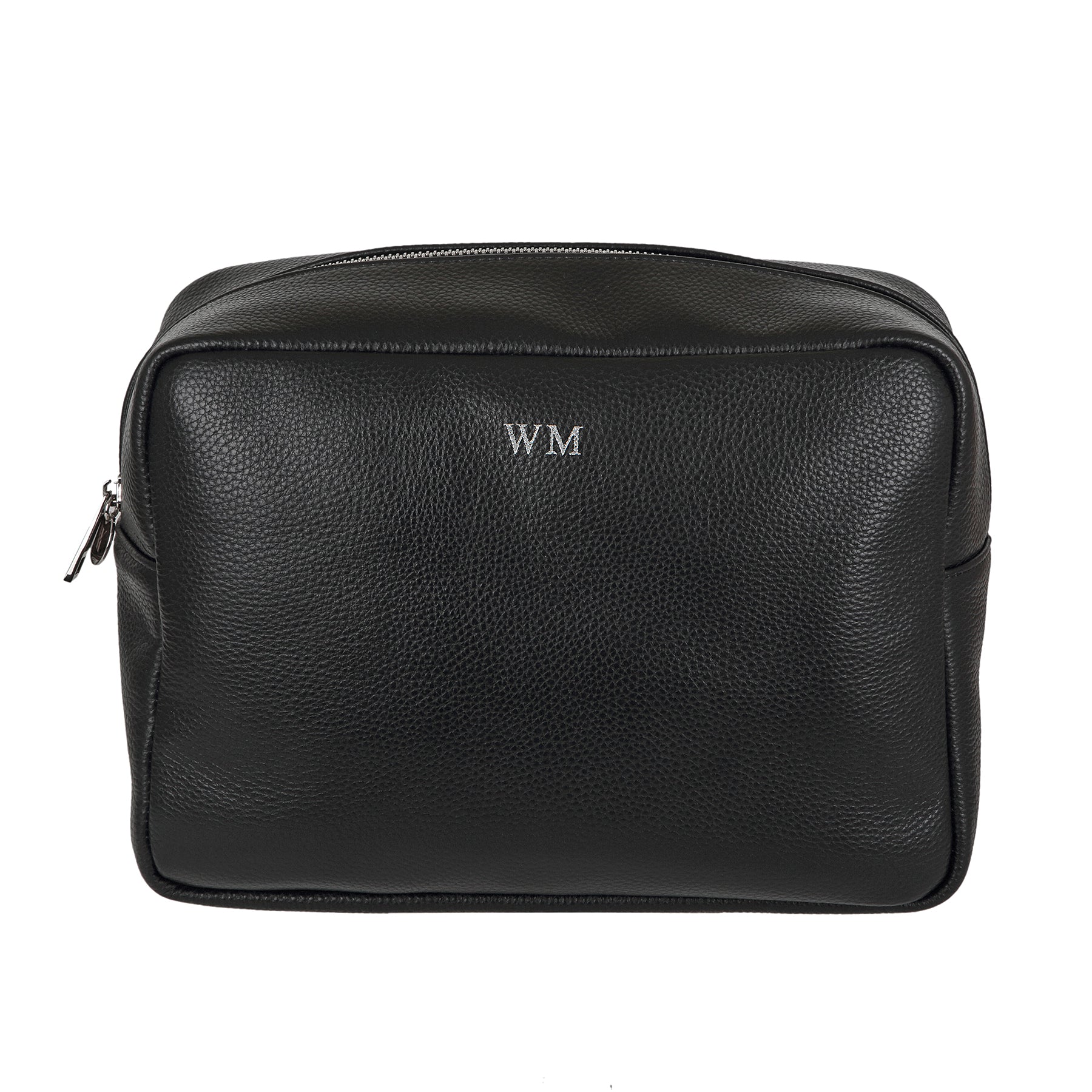 Black Pebble Large Italian Leather Wash Bag