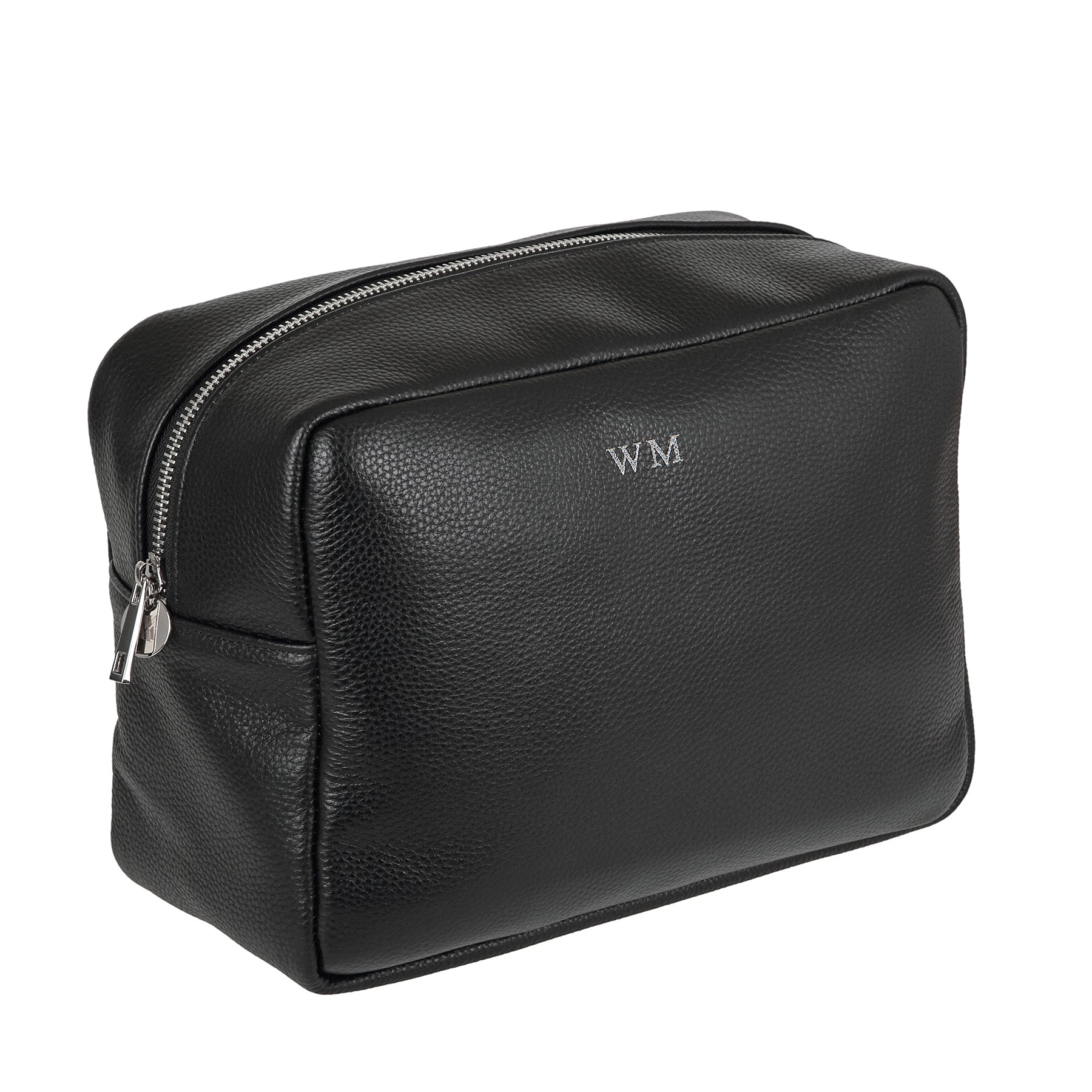 Black Pebble Large Italian Leather Wash Bag