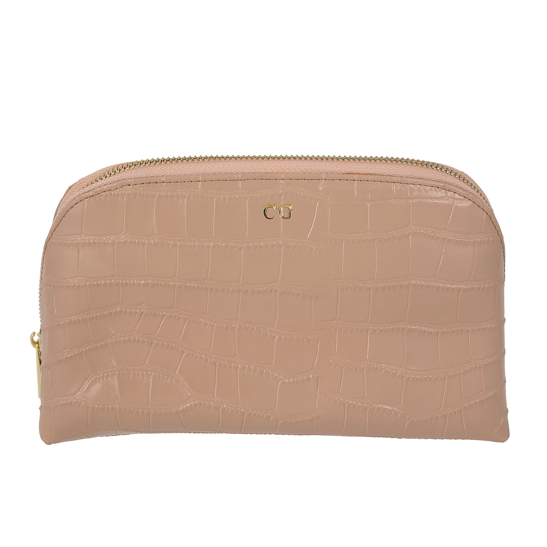 Dusty Rose Croc Leather Luxury Cosmetic Bag