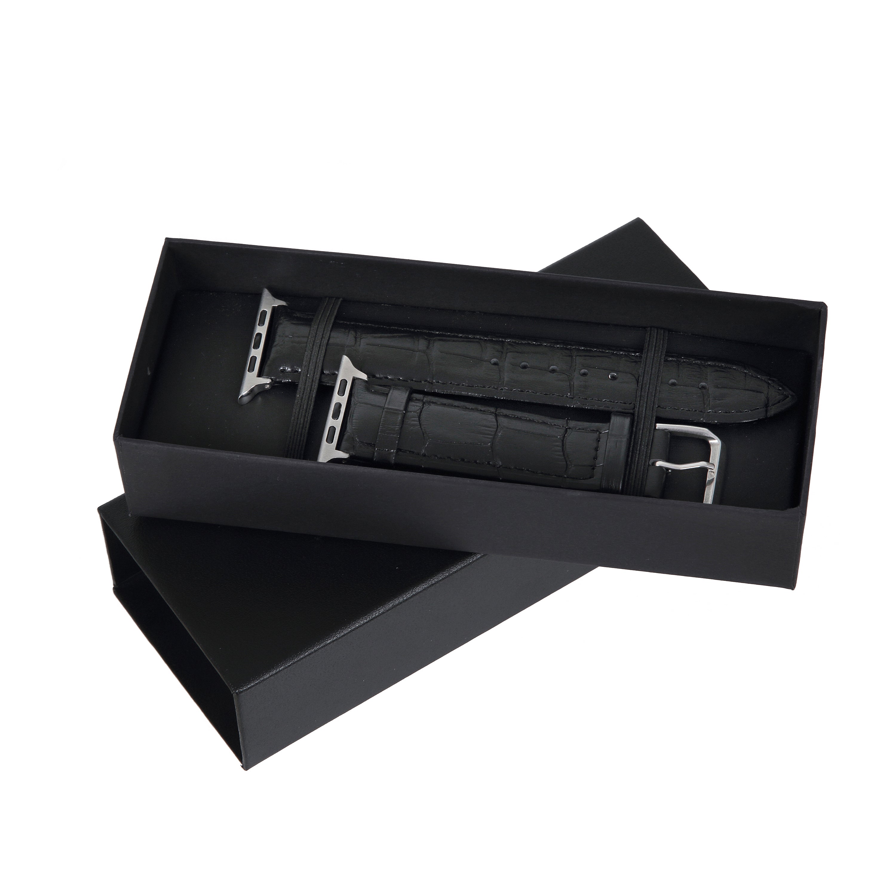 Black Croc Leather Apple Watch Strap