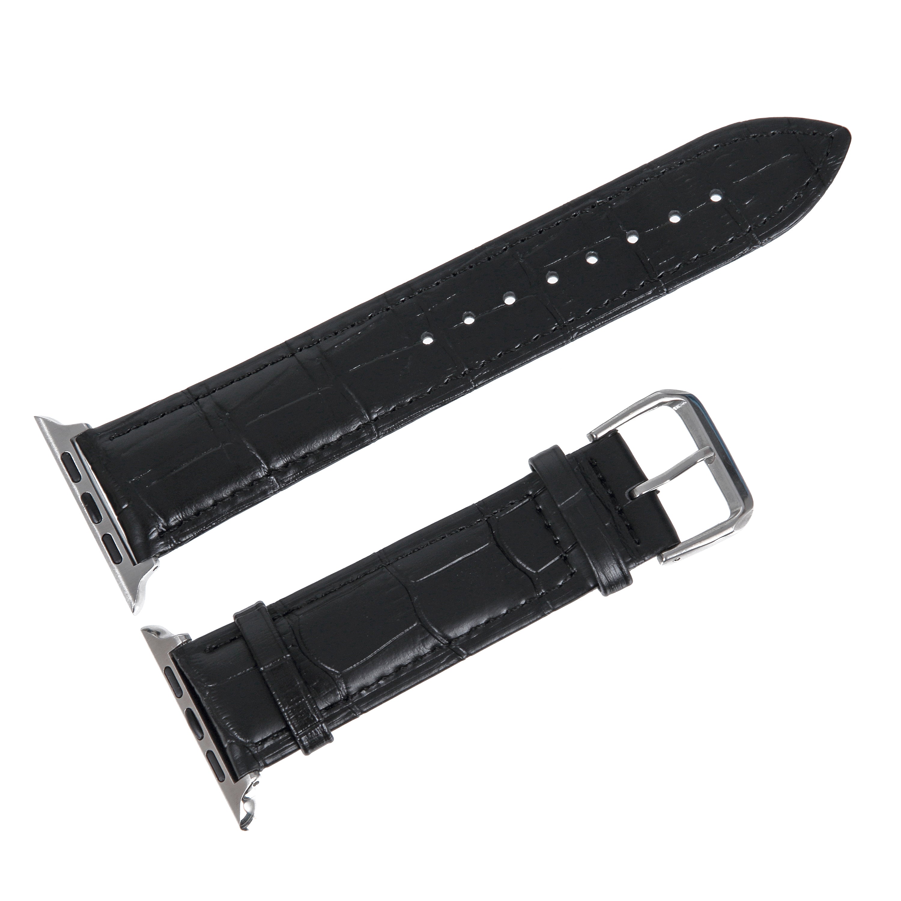 Black Croc Leather Apple Watch Strap