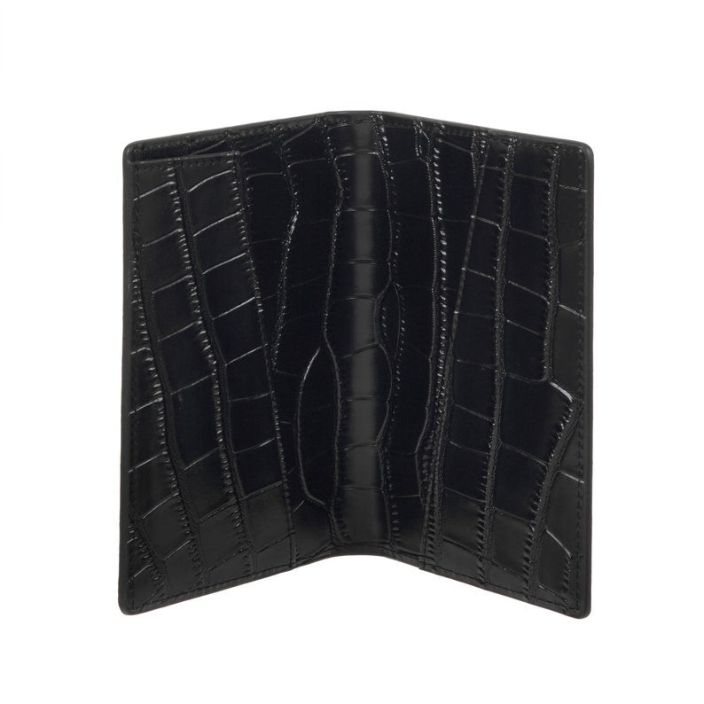 Black Croc Leather Passport Cover